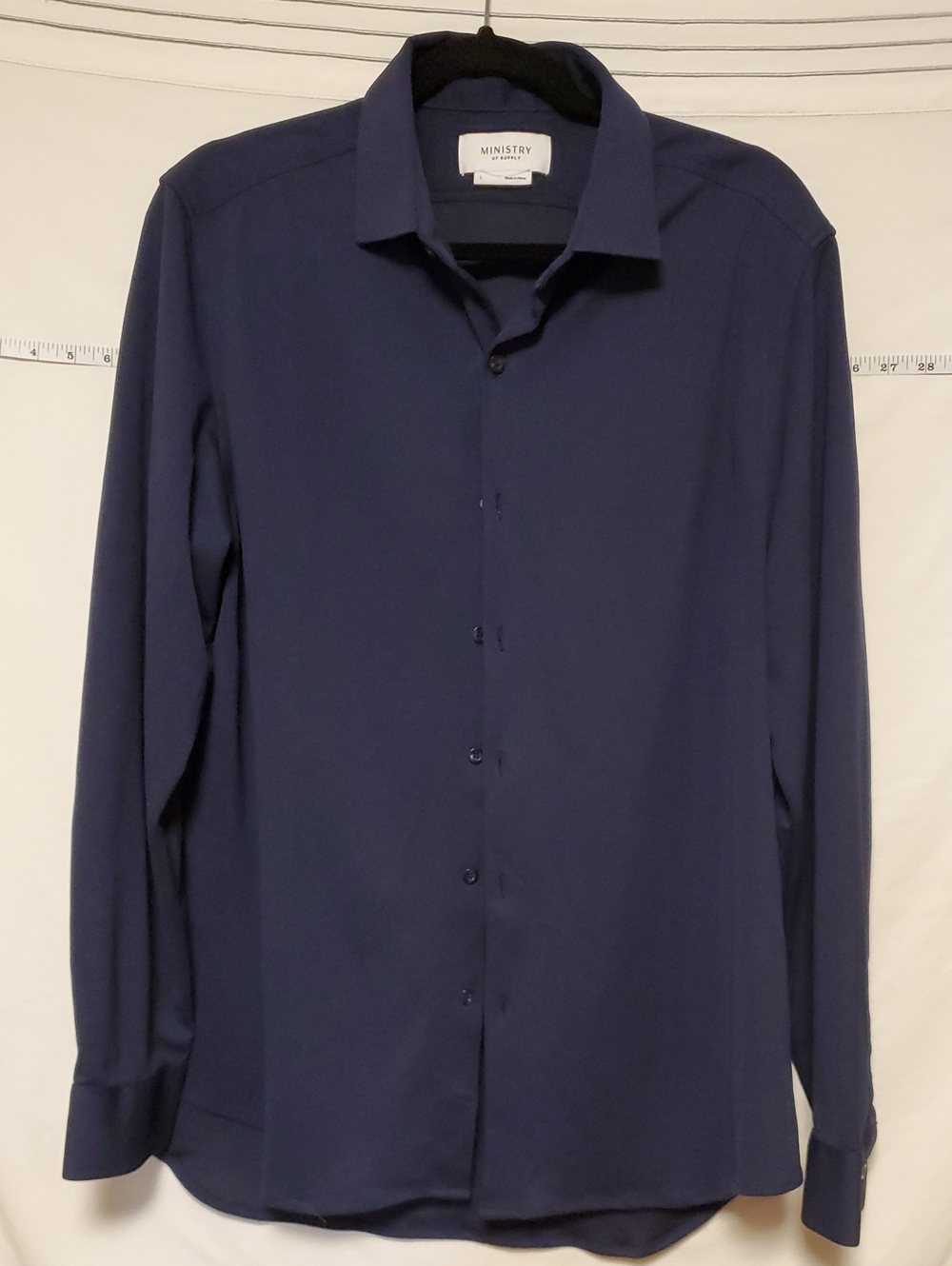 Ministry of Supply Mens Navy Button-Up Shirt Lg Workleisure